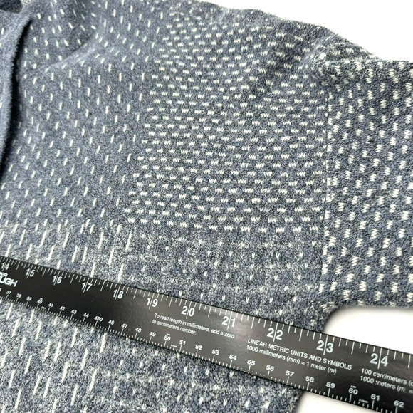 PURE JILL Medium Gray Open Front Long Terry Cardigan Sweater Pockets Embroidered - Picture 8 of 10